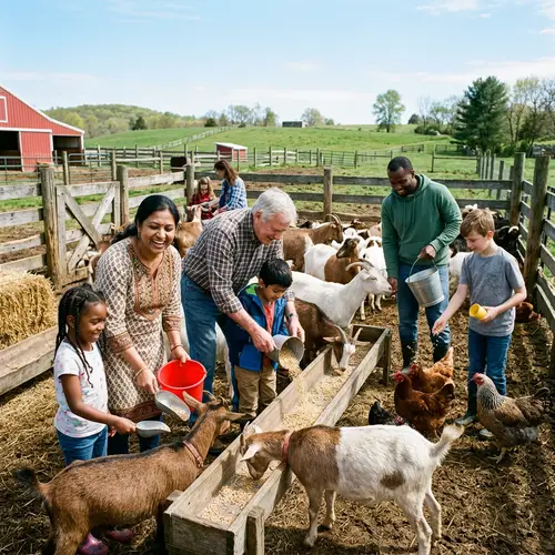 Feeding Goats and Chickens in a Diverse Community Farm