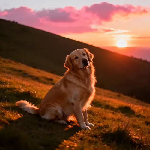 Beautiful Sunset with Dog