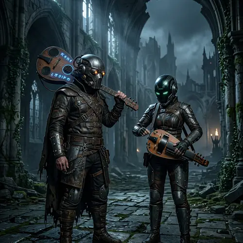Daft Punk Dark Souls Fan Art: Futuristic Musicians in Gothic Fantasy World