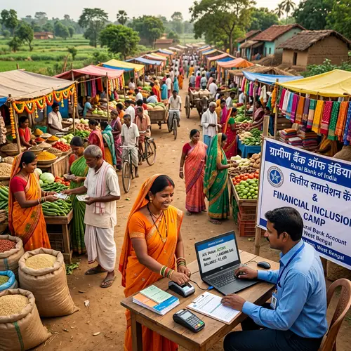 Financial Inclusion in Rural India: A Vibrant Marketplace Scene