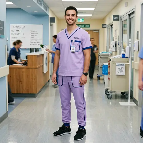 Lavender V-Neck Hospital Scrub for Men