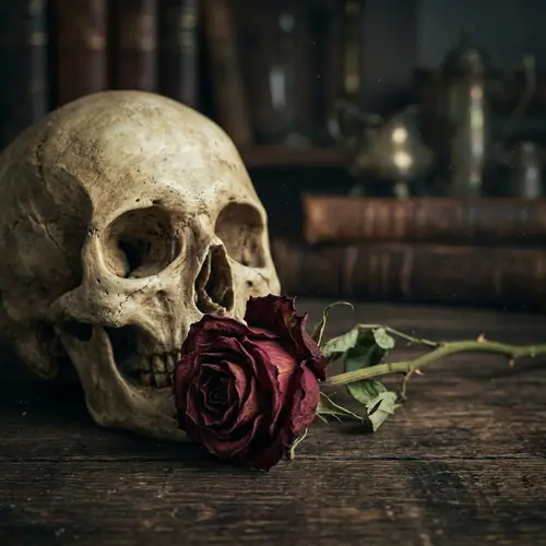 Withered Rose with Skull - A Unique Artwork