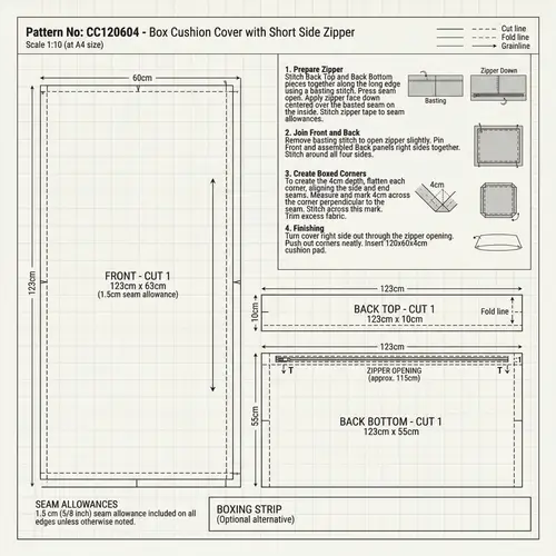 Professional Sewing Pattern for Cushion Covers