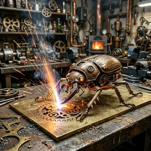 Bronze Beetle Cutting Metal Parts: A Unique Craft