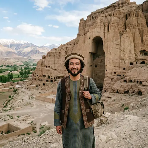 Millennial Man in Local Attire at Buddha of Bamyan