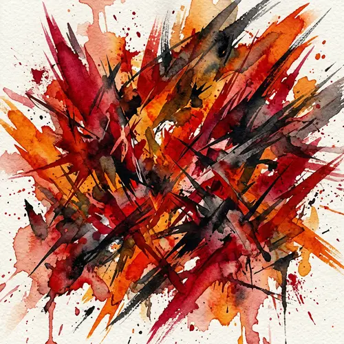 Fiery Watercolor Depiction of Anger