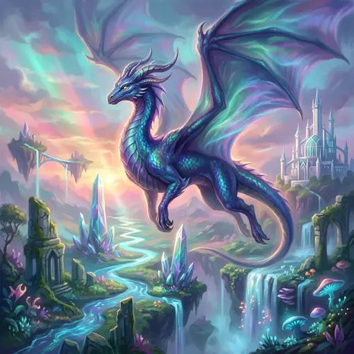 Majestic Dragon in Vibrant Fantasy Landscape