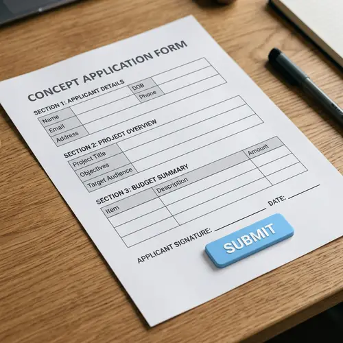 Detailed Image of Neatly Printed Paper Form with 'Submit' Button