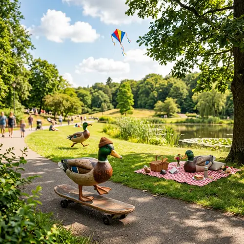 Wooden Mallard Duck Decoys Engaging in Fun Activities