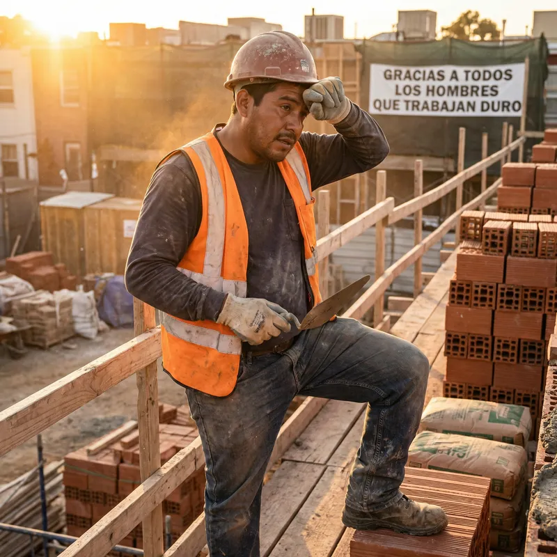 Men's Day Tribute: Hard-Working Responsible Man at Construction Site Men's Day Tribute: Hard-Working Responsible Man at Construction Site