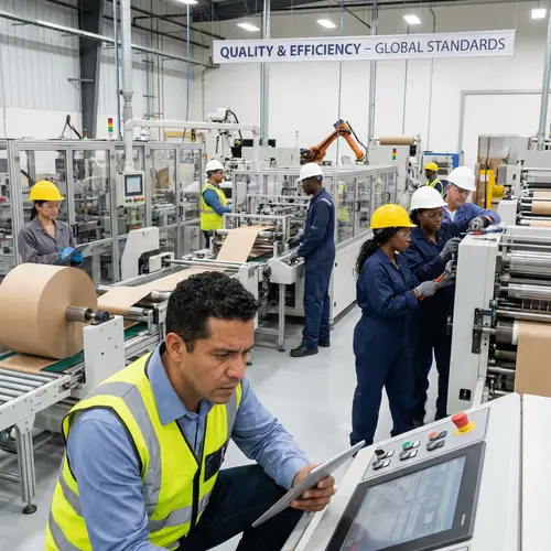 Latino Industrial Engineer at High-Tech Paper Bag Production Plant