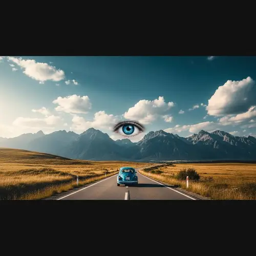 Stunning Car Landscape Art with Eye Detail