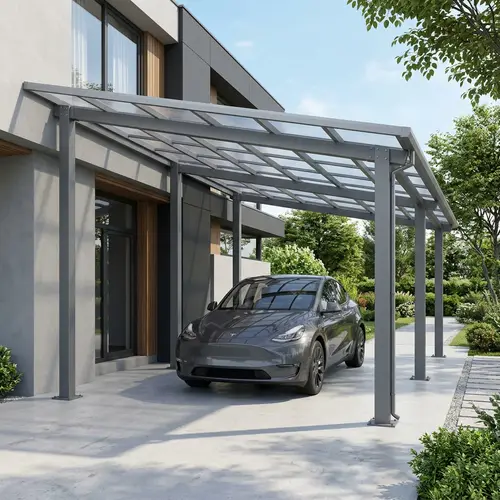 Modern Steel Carport Design with Polycarbonate Roof