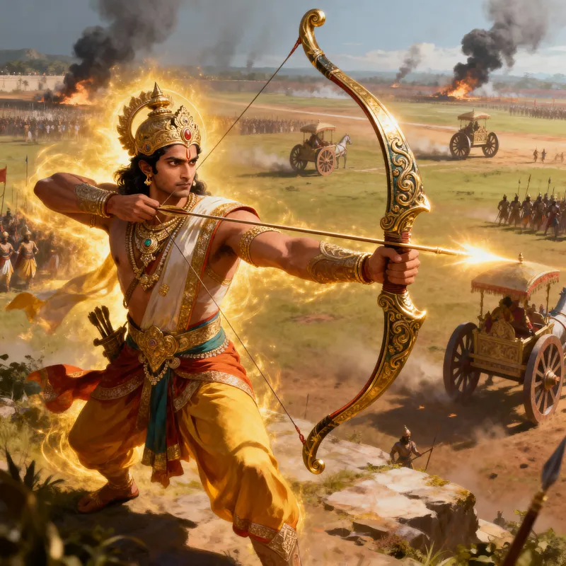 Arjuna: The Hero of Mahabharat with Gandiva Bow