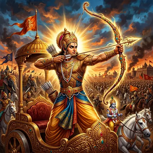 Arjuna: The Hero of Mahabharat with Gandiva Bow
