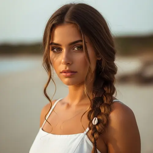 Tan Skinned Girl with Hazel Eyes and Wavy Hair