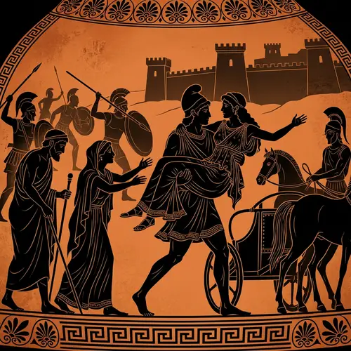 Ancient Greek Mythology Art: Paris Abducting Helena of Troy