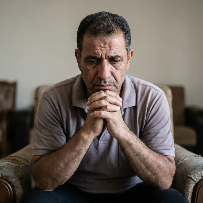 Distressed Middle-Eastern Man Suspecting Wife's Betrayal