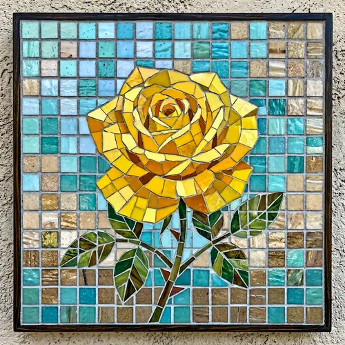 Yellow Rose Mosaic Image - 16x16 Tiles