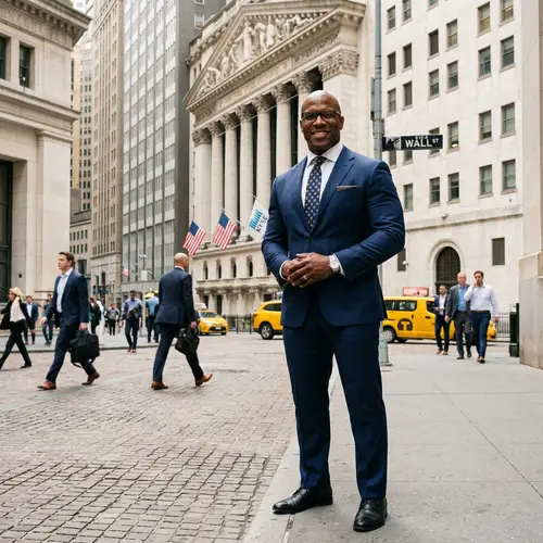 Confident Businessman in Wall Street Setting