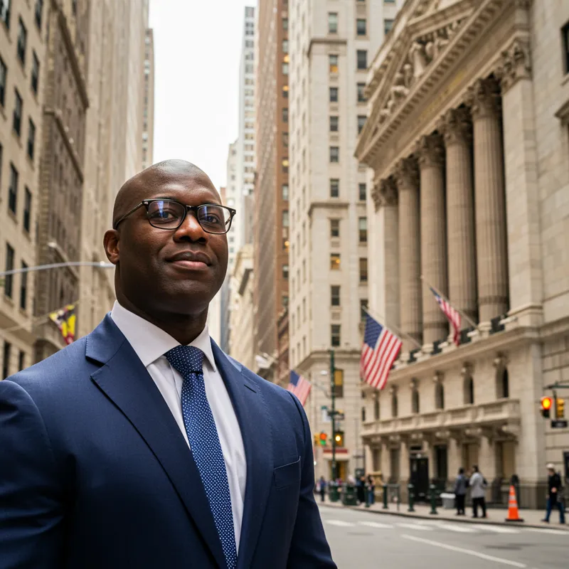 Confident Businessman in Wall Street Setting