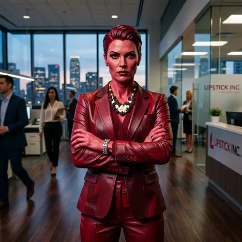 Superhero Businesswoman with Unique Accessories