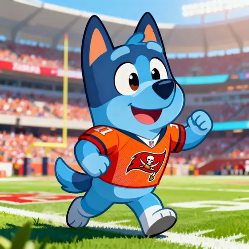 Bluey in Tampa Bay Buccaneers Jersey