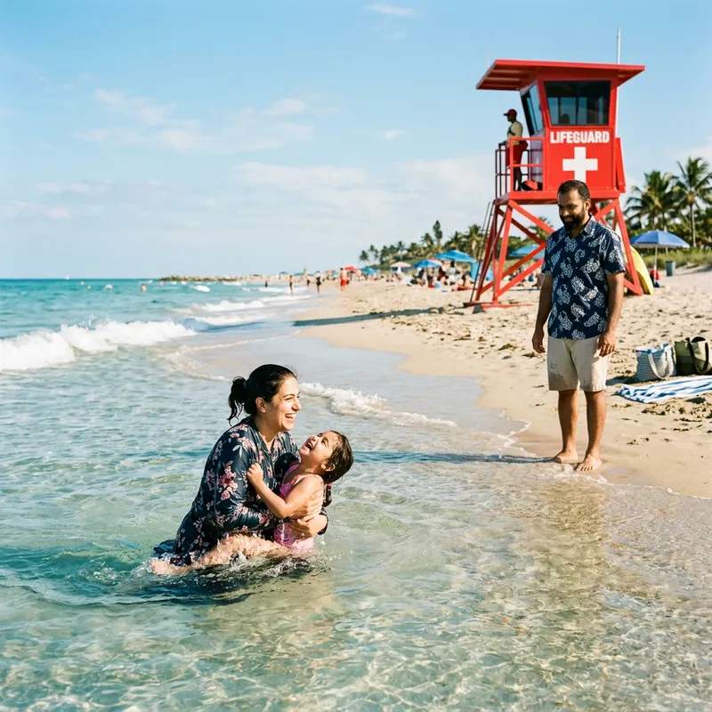 Heartwarming Family Moment at Beach | Mother, Child, Father - A Radiant Day Heartwarming Family Moment at Beach | Mother, Child, Father - A Radiant Day