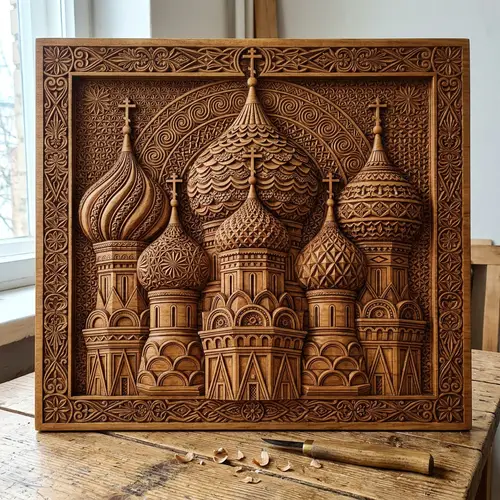 Russian Chip Carving Design with Elements of Russian Domes