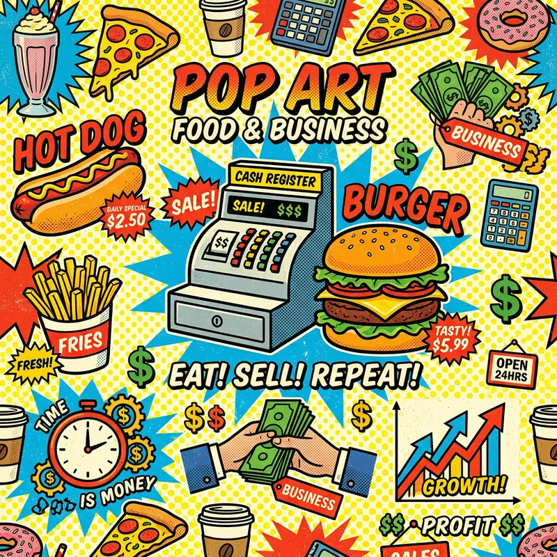 Retro Pop Art Designs for Food & Business