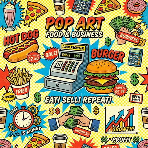 Retro Pop Art Designs for Food & Business
