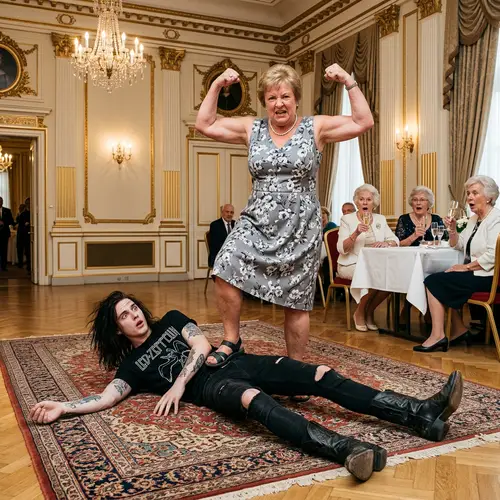 Dramatic Fight Scene in an Elegant Room