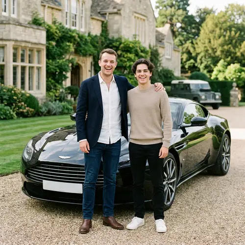 Brothers in Front of a Fancy Car
