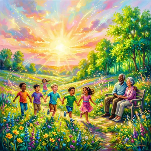 Colorful Landscape of Joy: Celebrating Happiness Through Unity