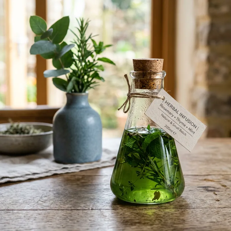 Herb Drink Flask Mockup - Realistic Design
