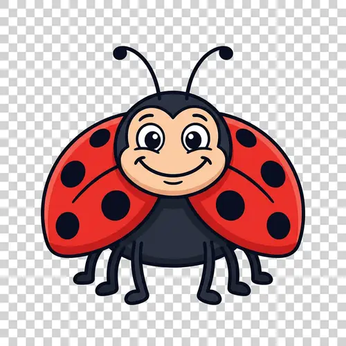 Cute Cartoon Ladybug Design for Kids' T-Shirts