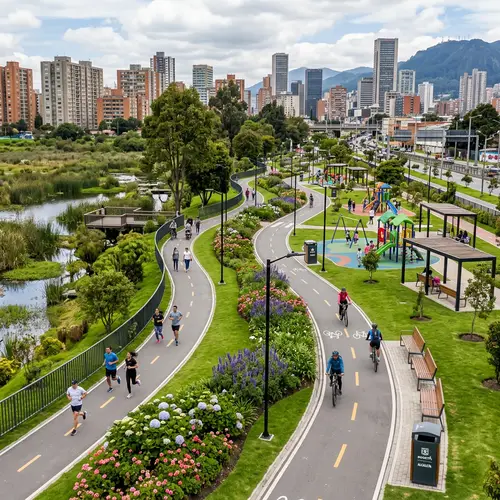 Linear Park by La Vaca Wetlands, Bogota: Recreation & Sports Oasis
