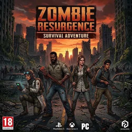 Zombie Resurgence - Survival Game Cover with Diverse Characters