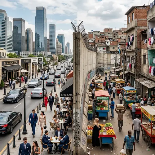 Urban Cityscape: Contrasting Lives Across the Wall