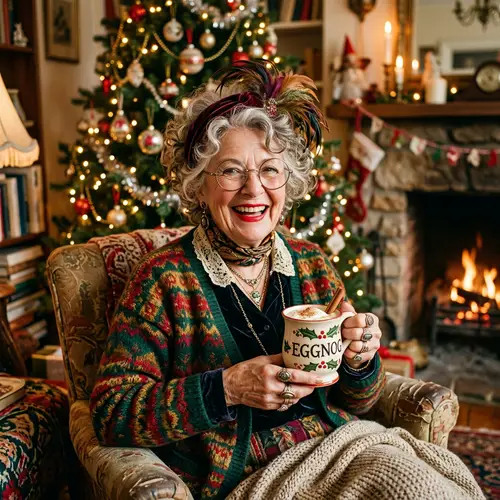 Eccentric Lady with Vintage Eggnog Style