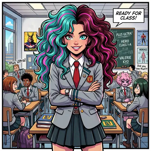 Unique Female-Hero with Rose Quartz-like Hair | Ua School Uniform