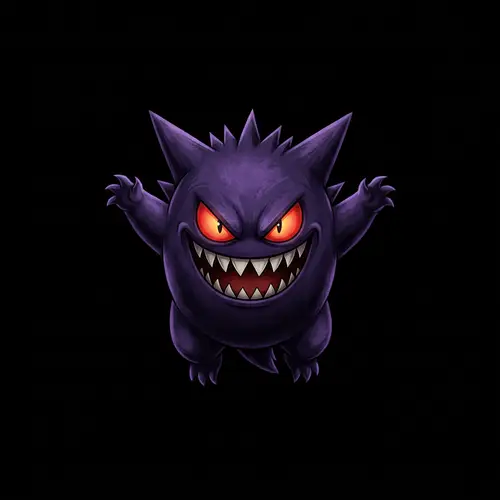 Gengar Pokémon Art on Black Background