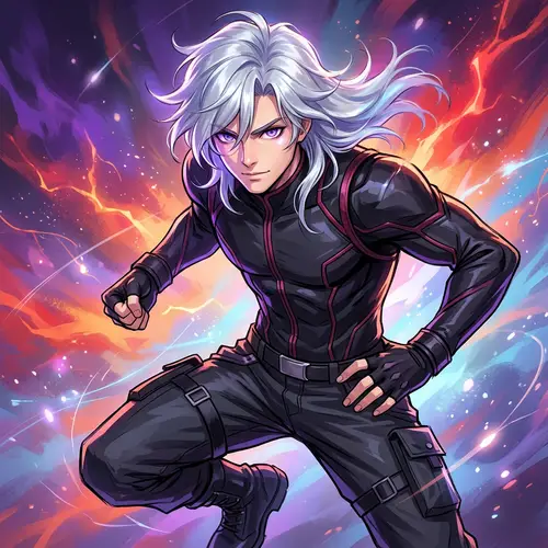 Dynamic Anime Art: A Striking Model in Action