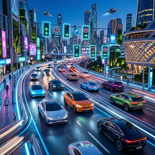 Futuristic Electric Vehicles in Vibrant City | Eco-Friendly Cars