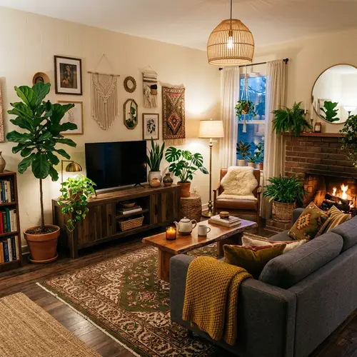 Bohemian Living Room with Cozy Decor Ideas