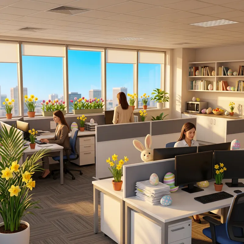 Corporate Office Transformed with Easter Eggs and Bunny