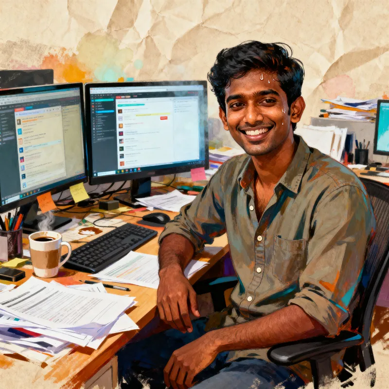 Cheerful Entrepreneur in a Creative Chaos Cheerful Entrepreneur in a Creative Chaos