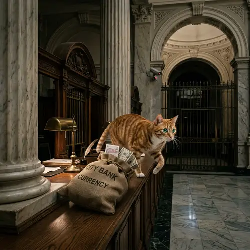 Domestic Cat Heist at Historic Neoclassical Bank - Adrenaline Suspense