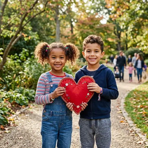 Diverse Kids Sharing Love with Heart