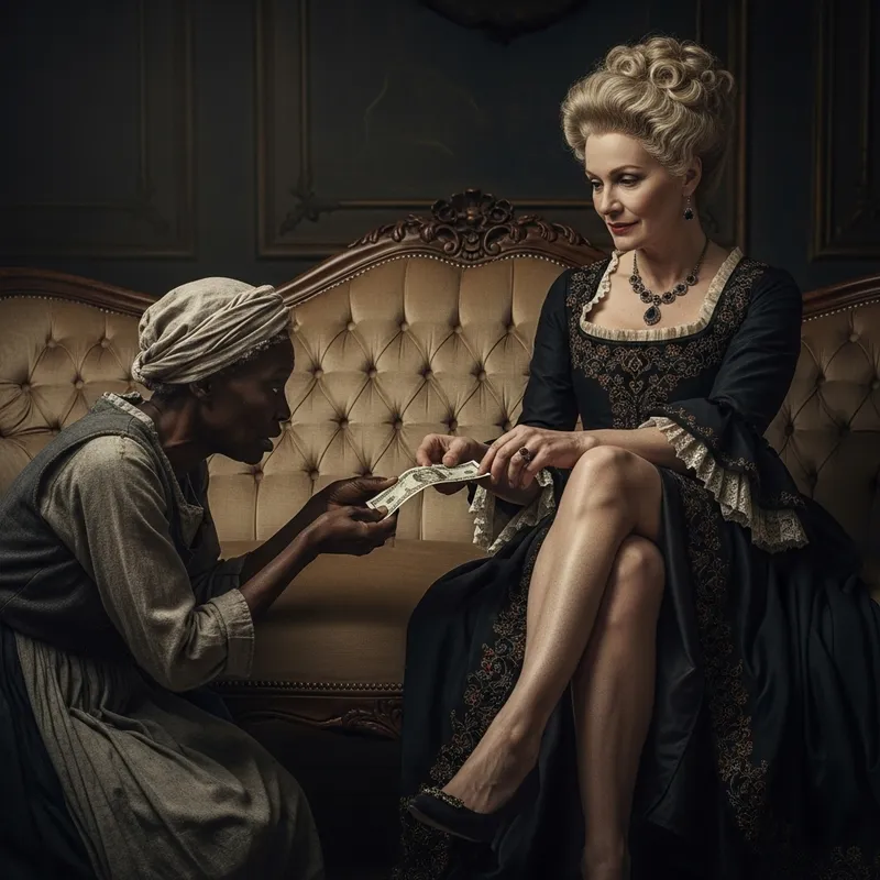 Dominant Mistress with Slave on Couch